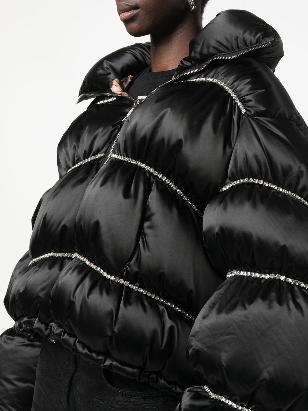 Flame embellished oversized puffer jacket - 5