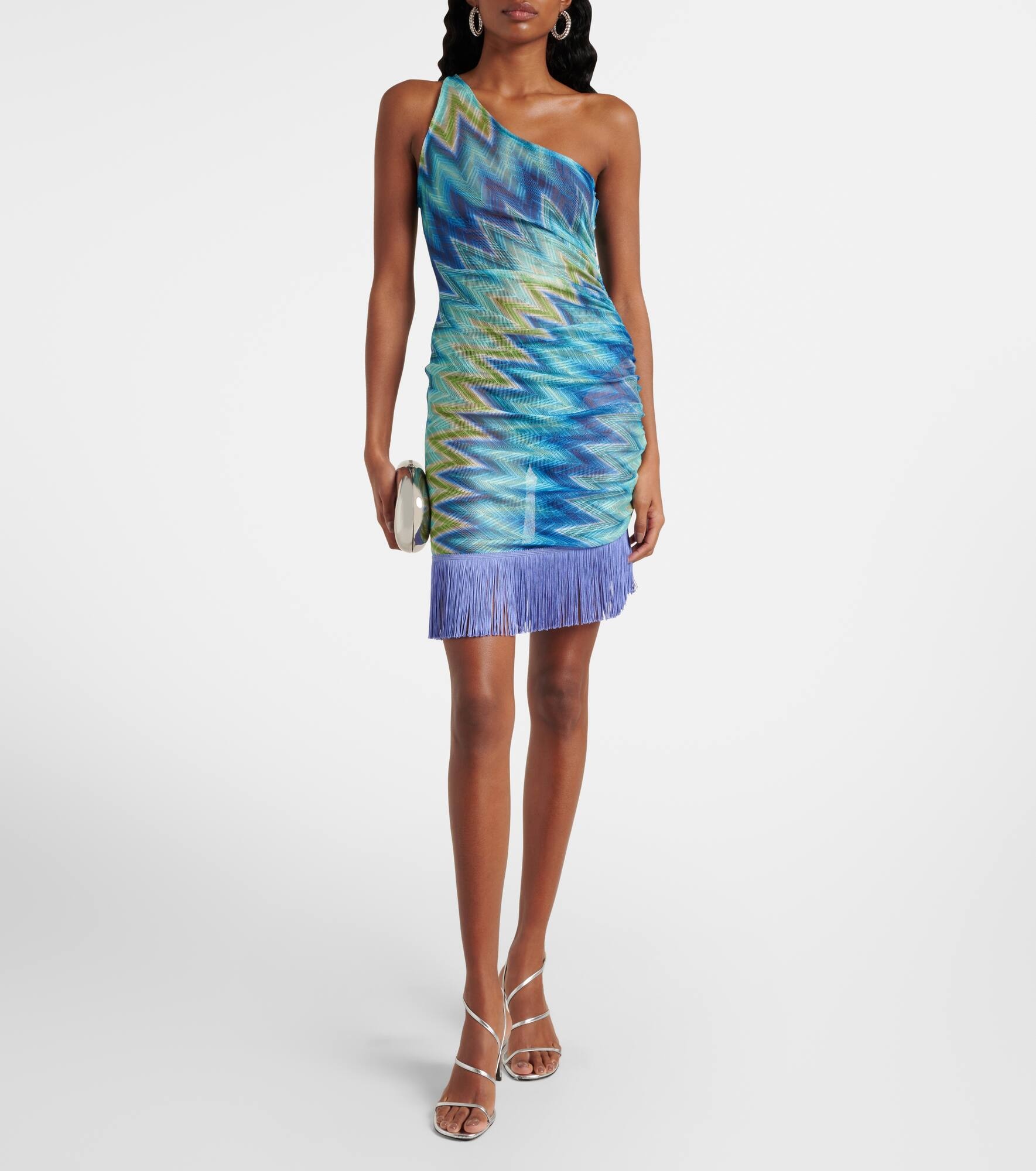 Zigzag fringed sheer minidress - 2