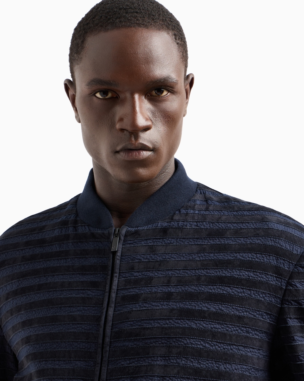 SEERSUCKER BLOUSON WITH SUEDE INSERTS - 5