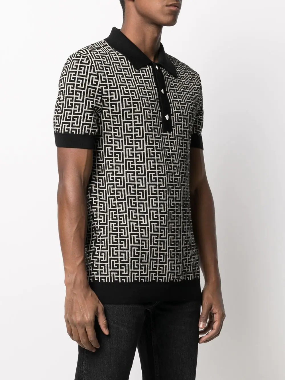 monogram pattern polo shirt - 3