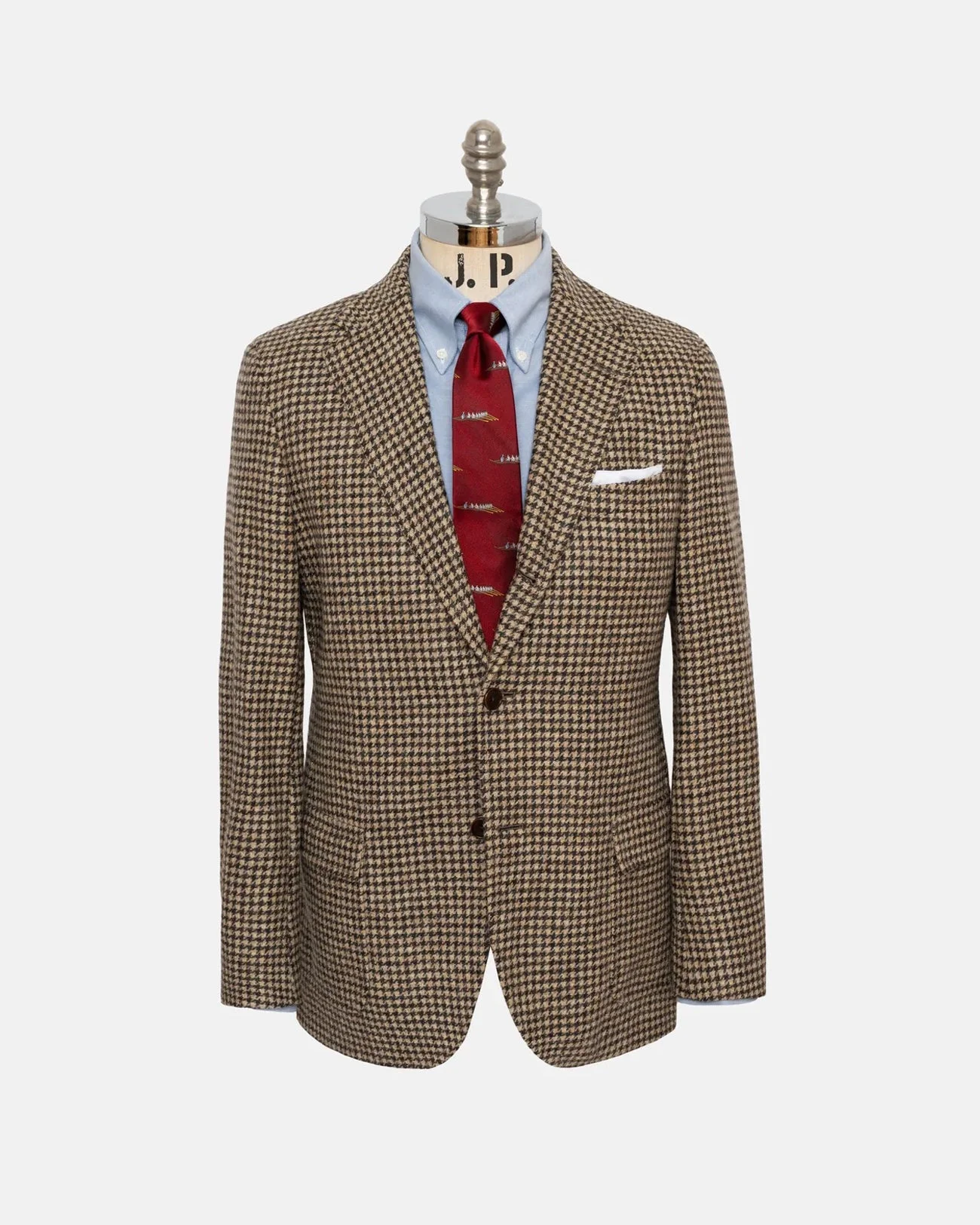 TAN & BROWN HOUNDSTOOTH SPORT COAT - TRIM FIT - 1