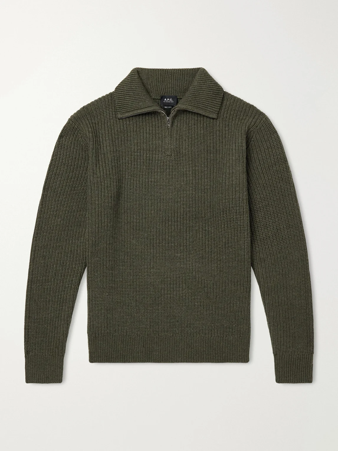 Virgin Wool Half-Zip Sweater - 1