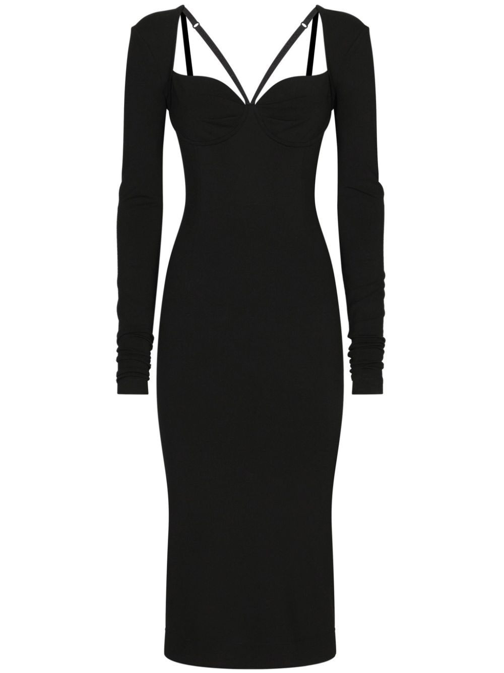 long-sleeve midi dress - 1