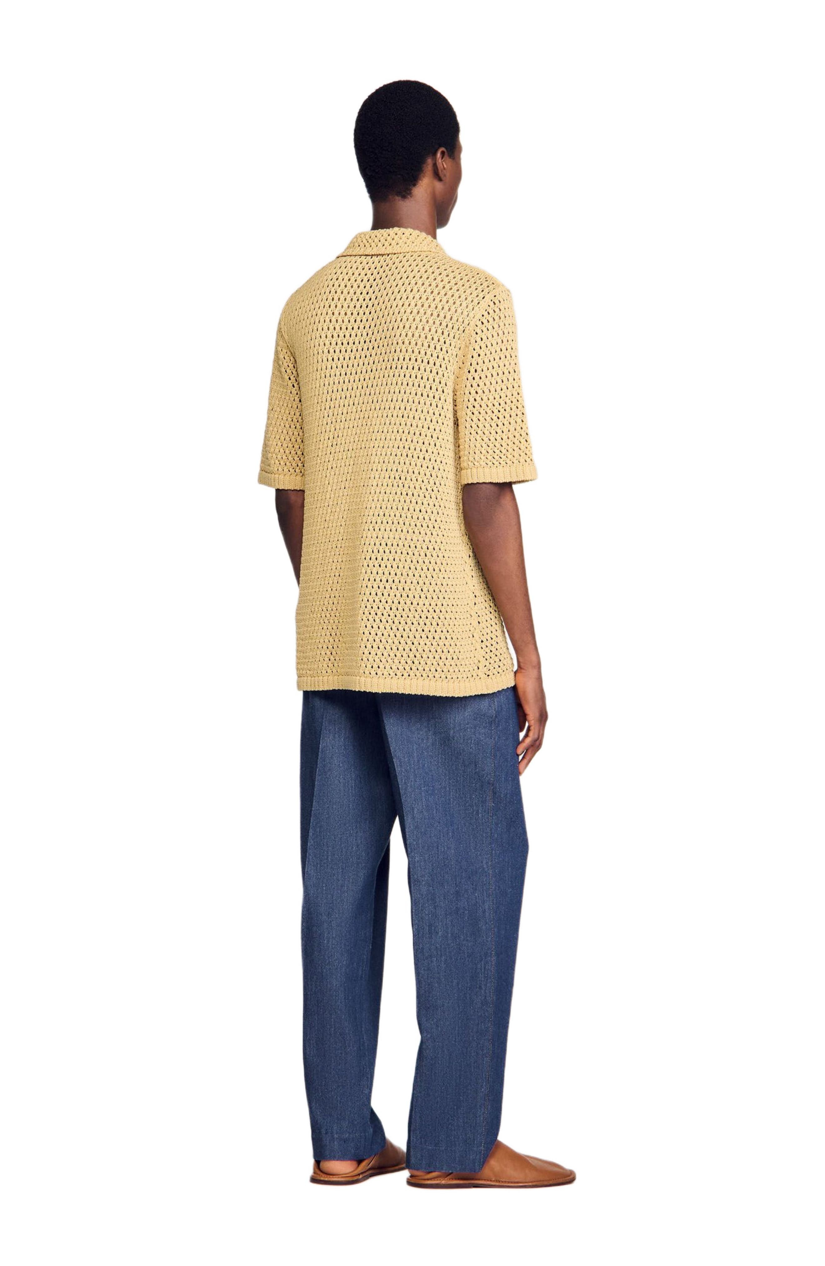 SANDRO Crochet shirt in Nut at Nordstrom - 3