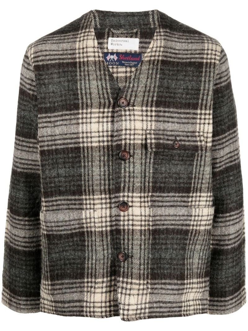checked wool shirt jacket - 1