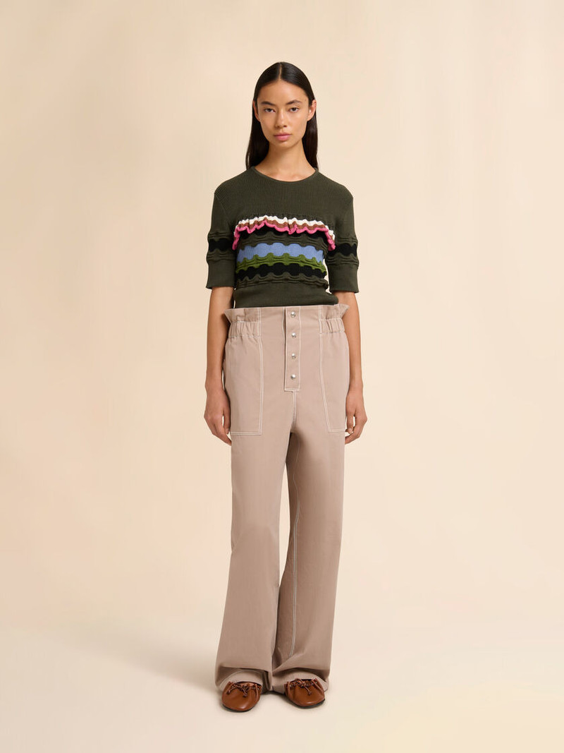 Marni BEIGE GABARDINE PANTS WITH PAPERBAG WAIST outlook