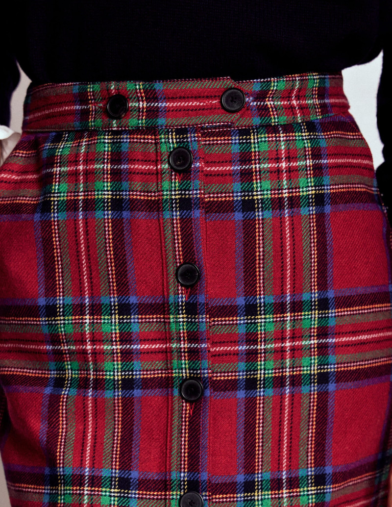 Cecelia Wool Skirt-Red, Blue and Green Check 3
