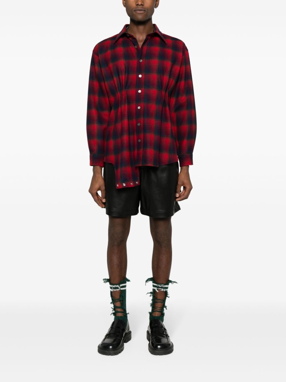 x Pendleton checked wool playsuit shirt - 2