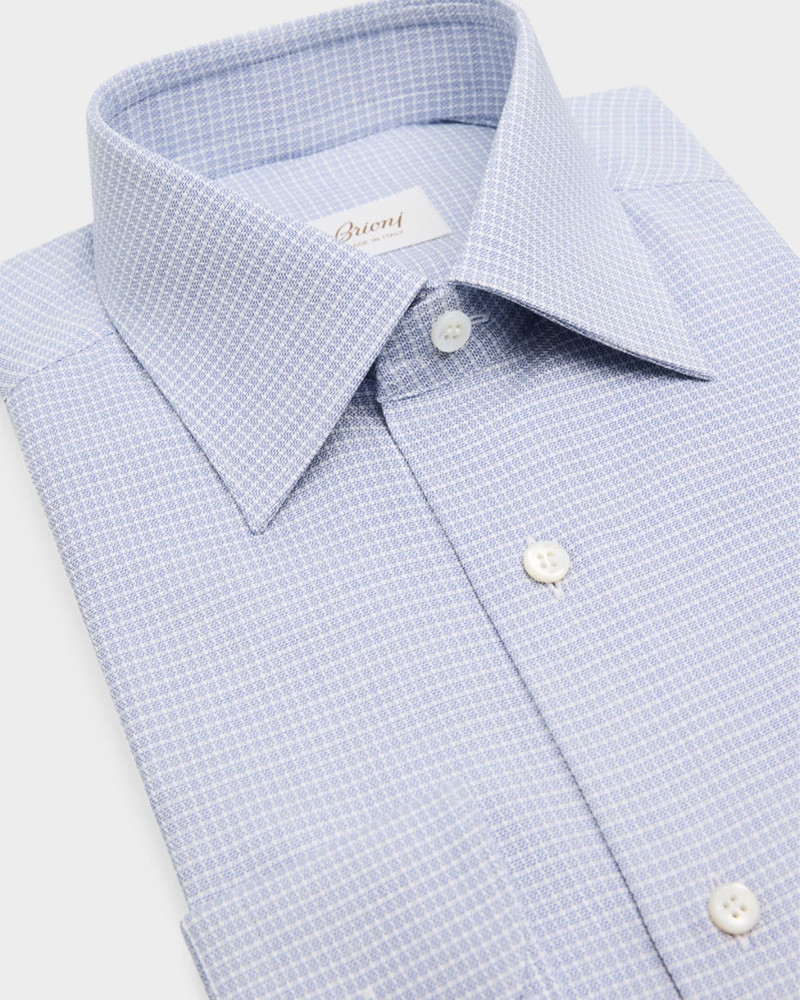 Brioni Men's Cotton Textured-Check Point Collar Dress Shirt outlook