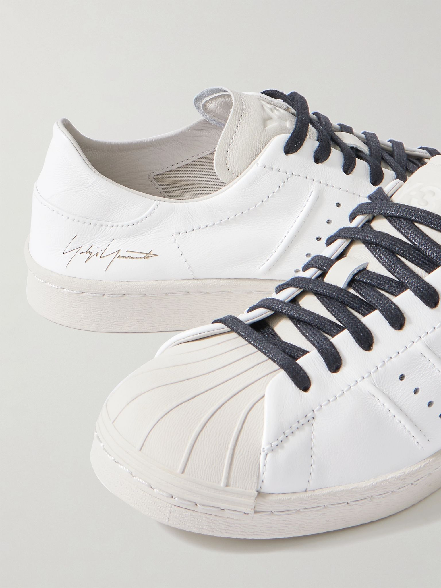 + Y-3 Superstar rubber-trimmed leather sneakers White - 4