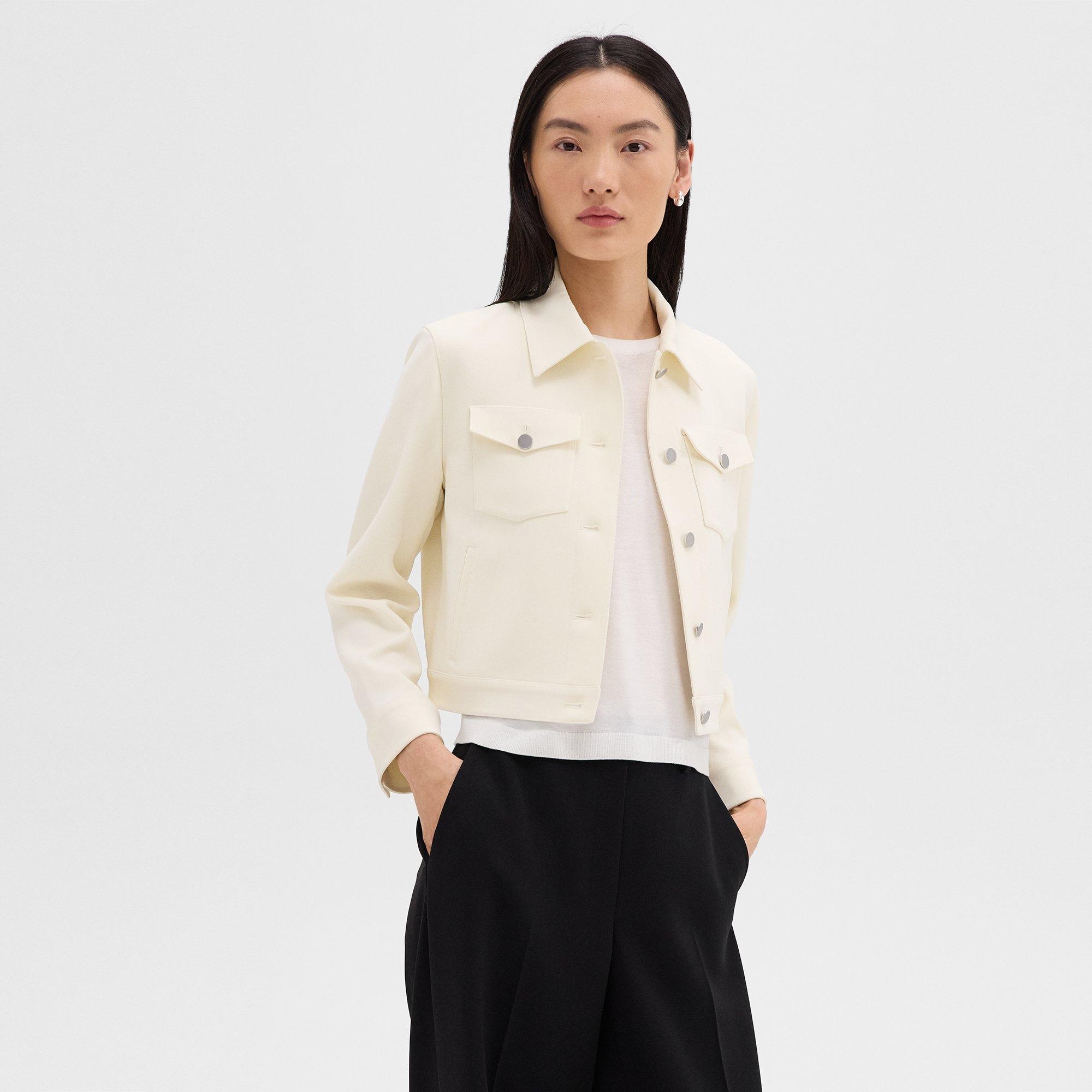 Shrunken Trucker Jacket in Admiral Crepe - 3