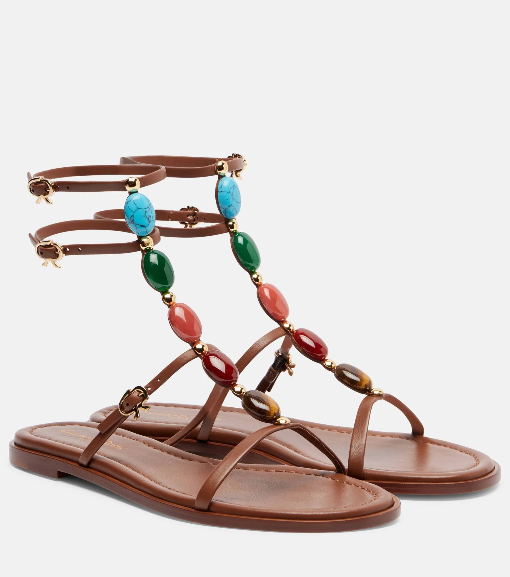 Shanti embellished leather sandals - 1