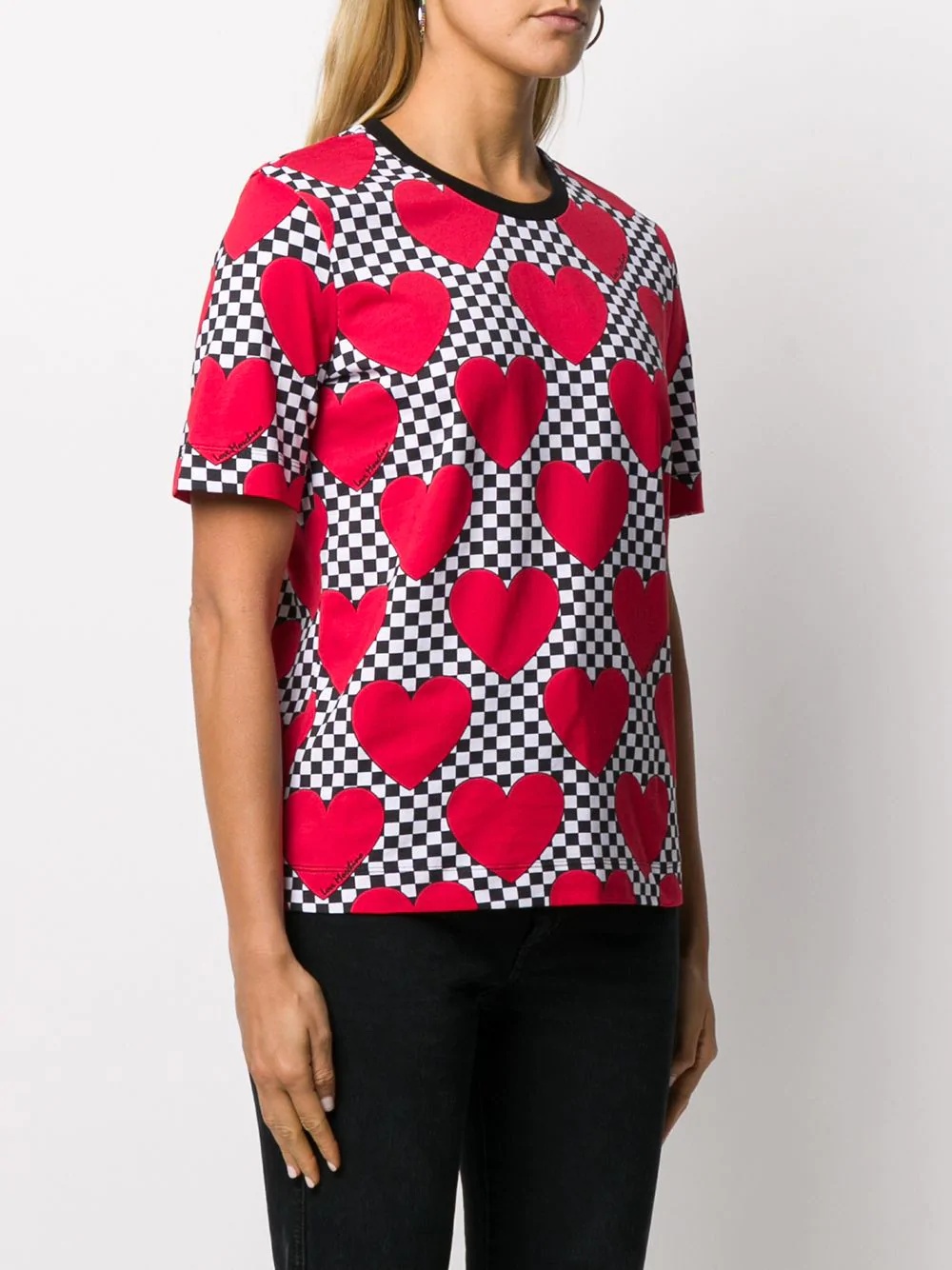 Moschino check heart print T-shirt