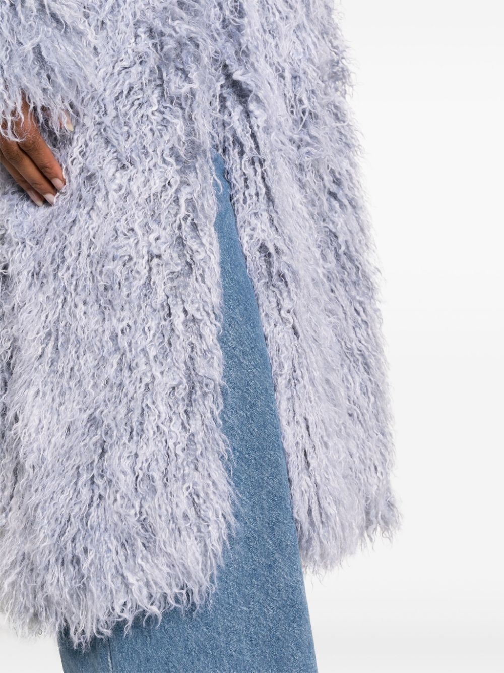 Furry faux-fur midi coat - 5