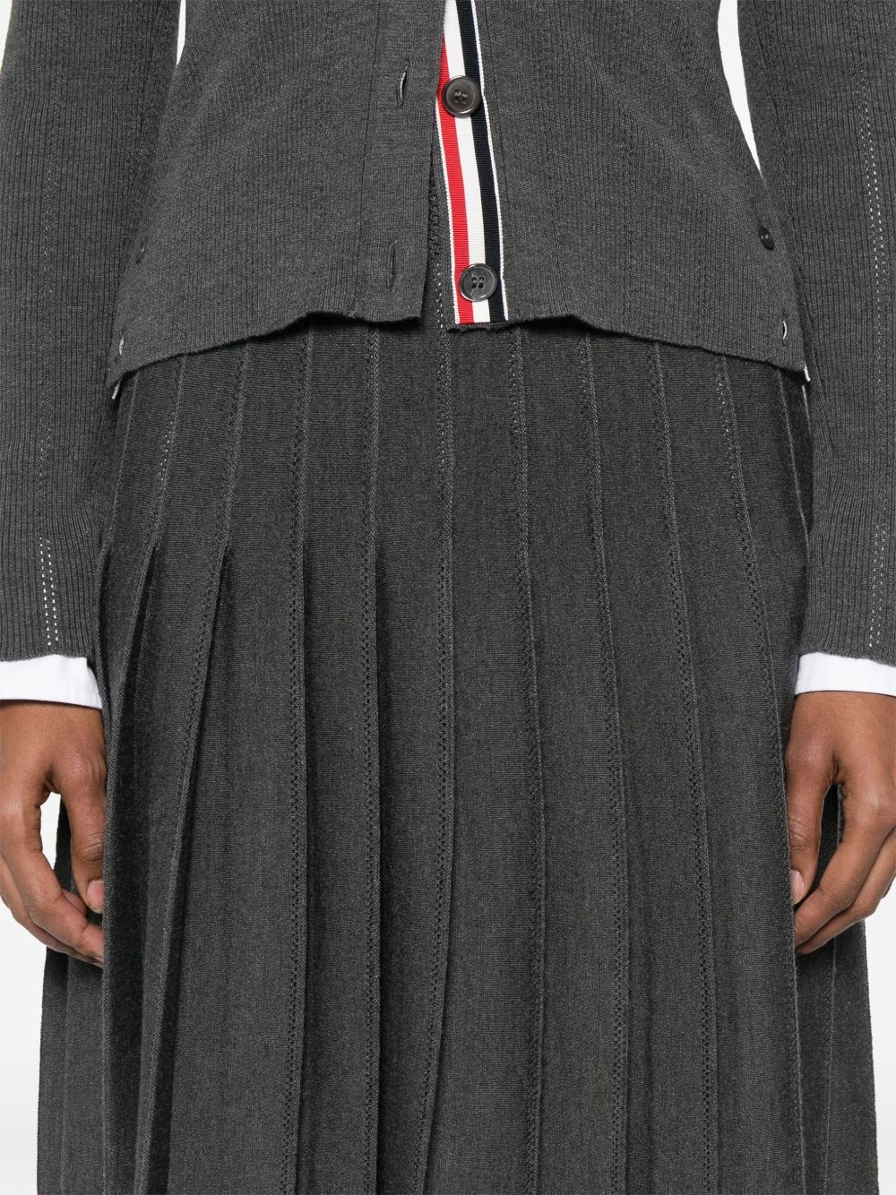 pleated pointelle midi skirt - 5
