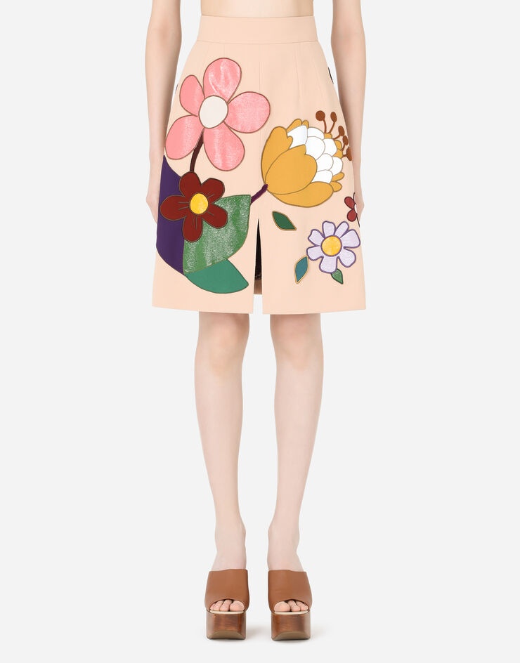 Cady midi skirt with floral patches - 1