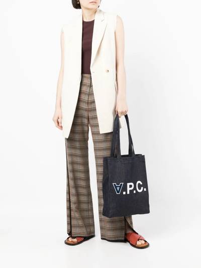 A.P.C. logo-print denim tote outlook