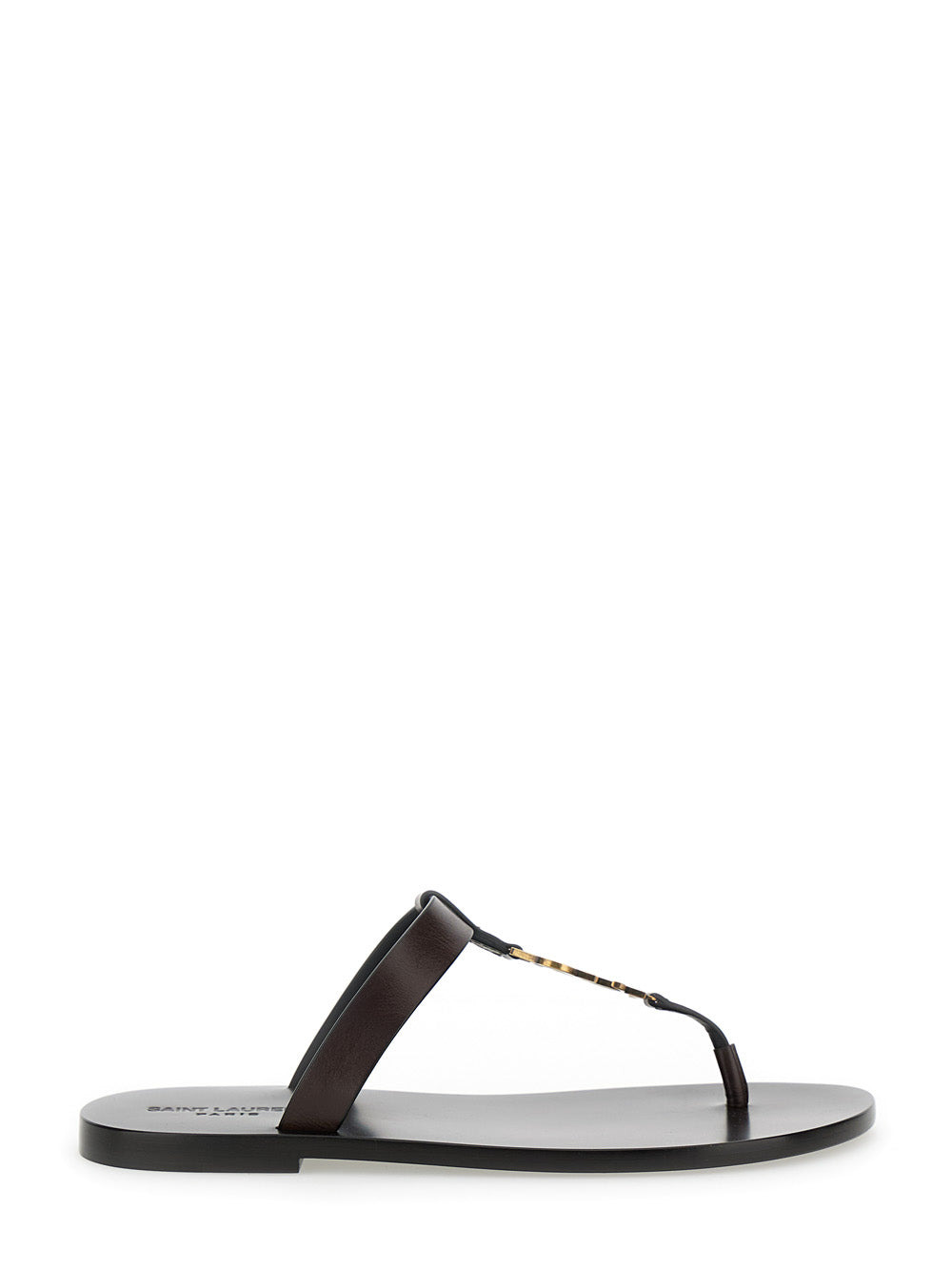 Saint Laurent Men 'Cassandre' Brown Flat Sandals With A T-Strap In Leather Woman - 1