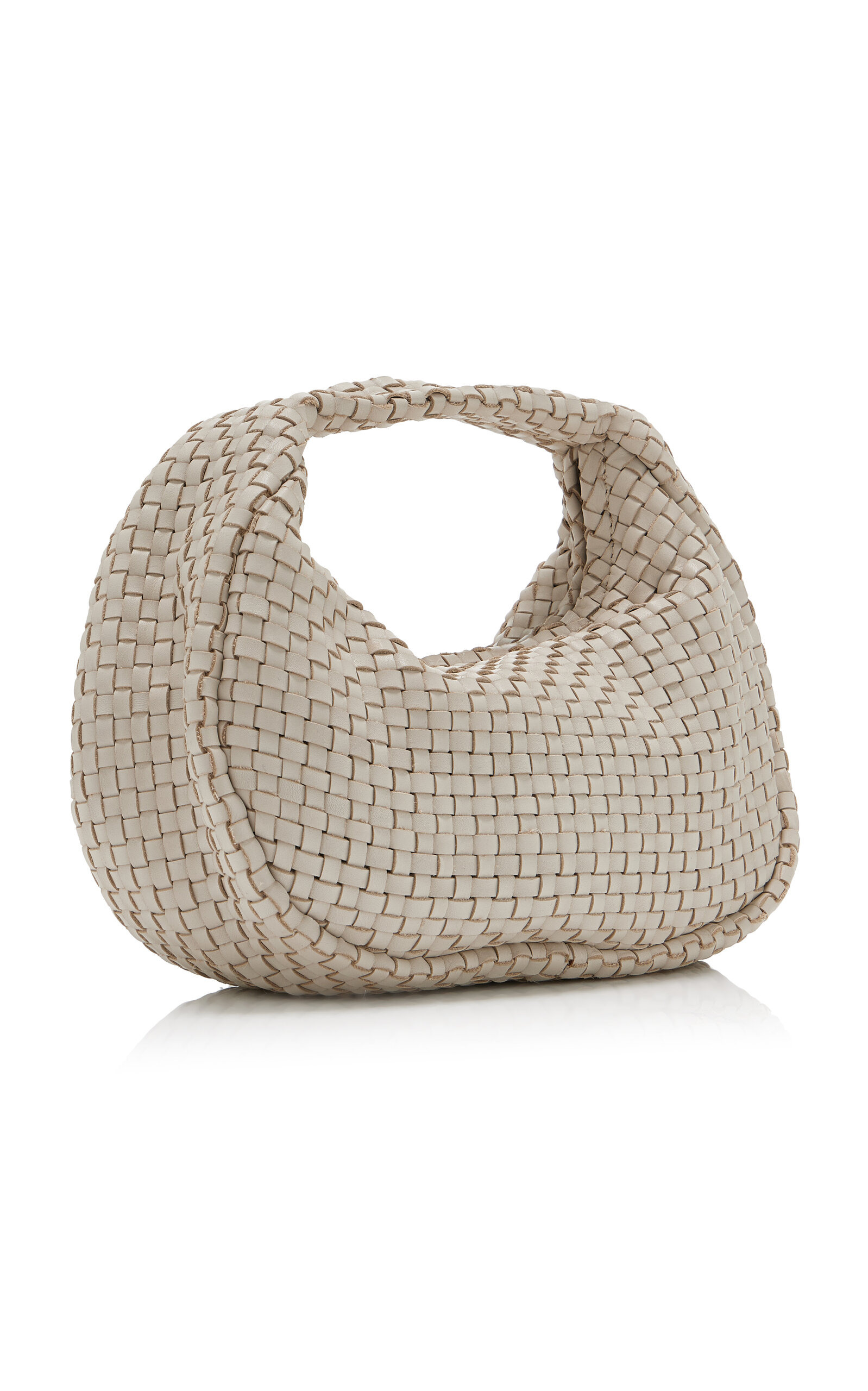 Lattice Weave Leather Mini Bon Bon Bag white - 3
