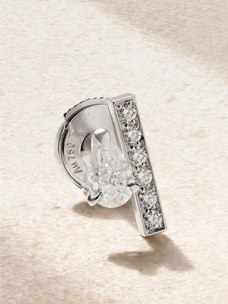 Serti sur Vide 18-karat white gold diamond single earring Silver - 1