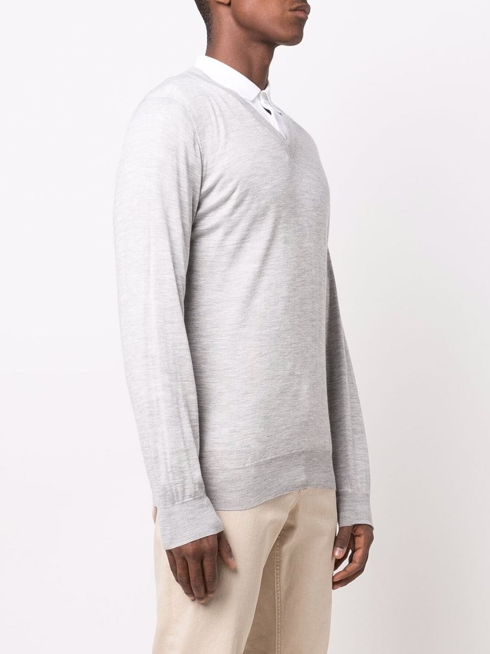 V-neck cashmere-silk jumper - 3