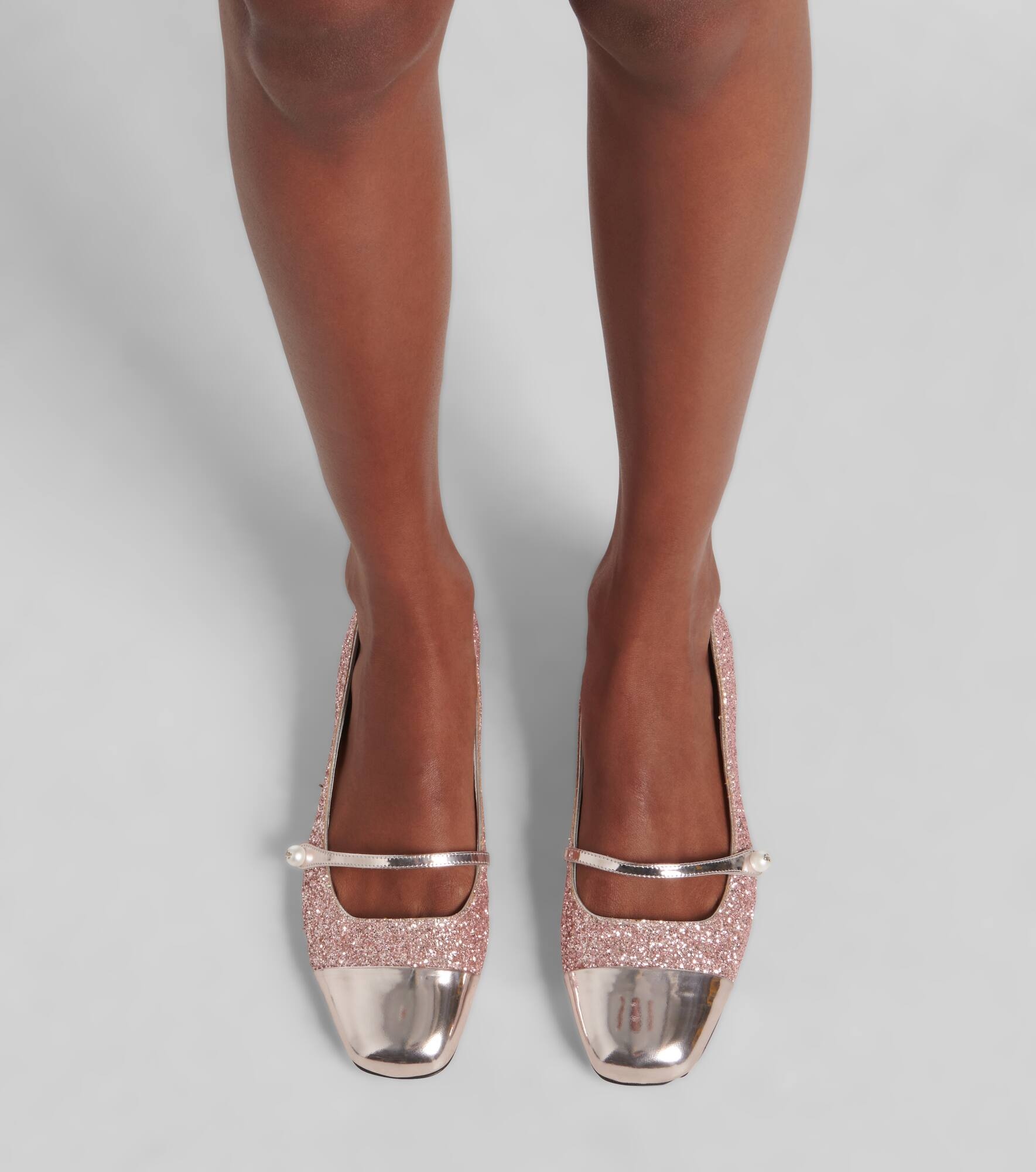 Elisa leather-trimmed glitter ballet flats - 7