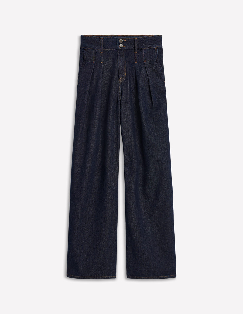 Mid Rise Fluid Denim Pants-Indigo Rinse 1