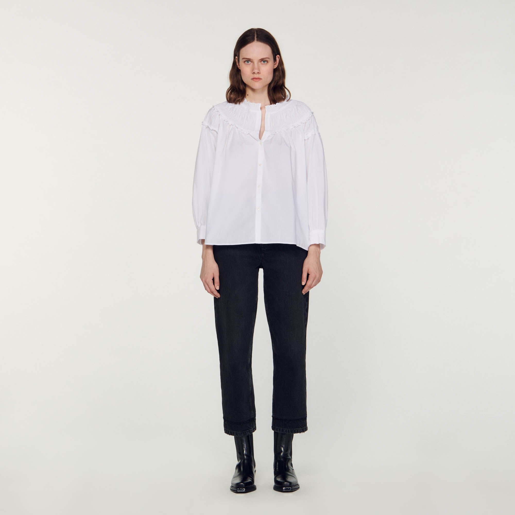 SMOCKED-COLLAR BLOUSE - 3