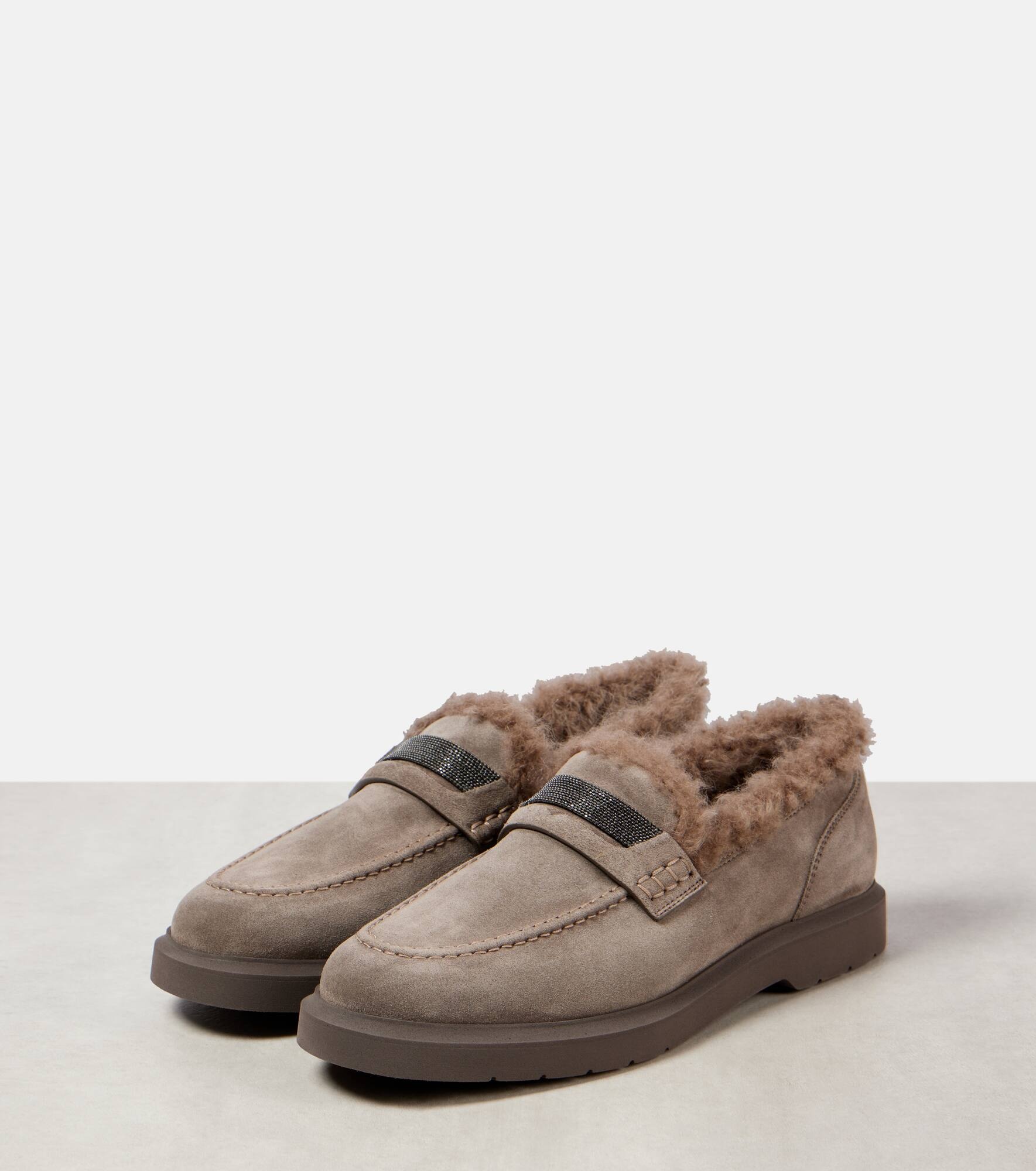 Monili shearling-lined suede loafers - 5