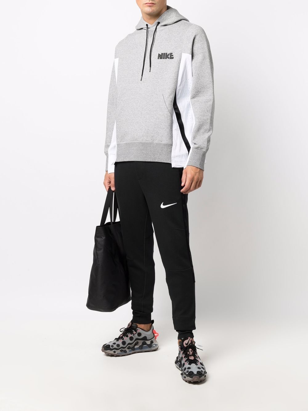 x sacai logo-print panelled hoodie - 2