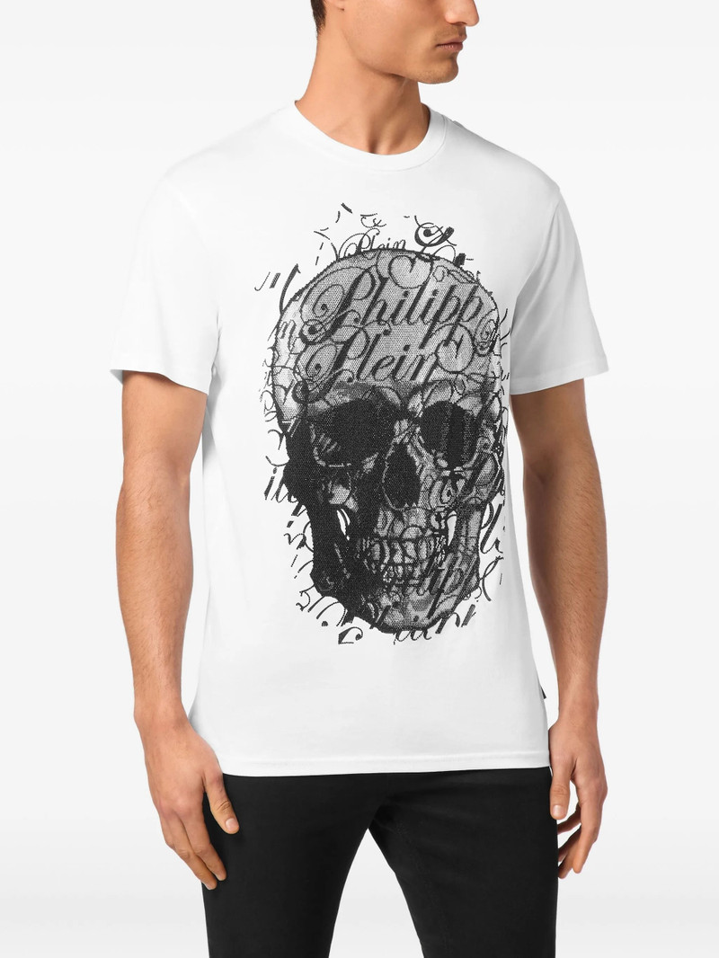 PHILIPP PLEIN Skull Coursive-embellished T-shirt outlook