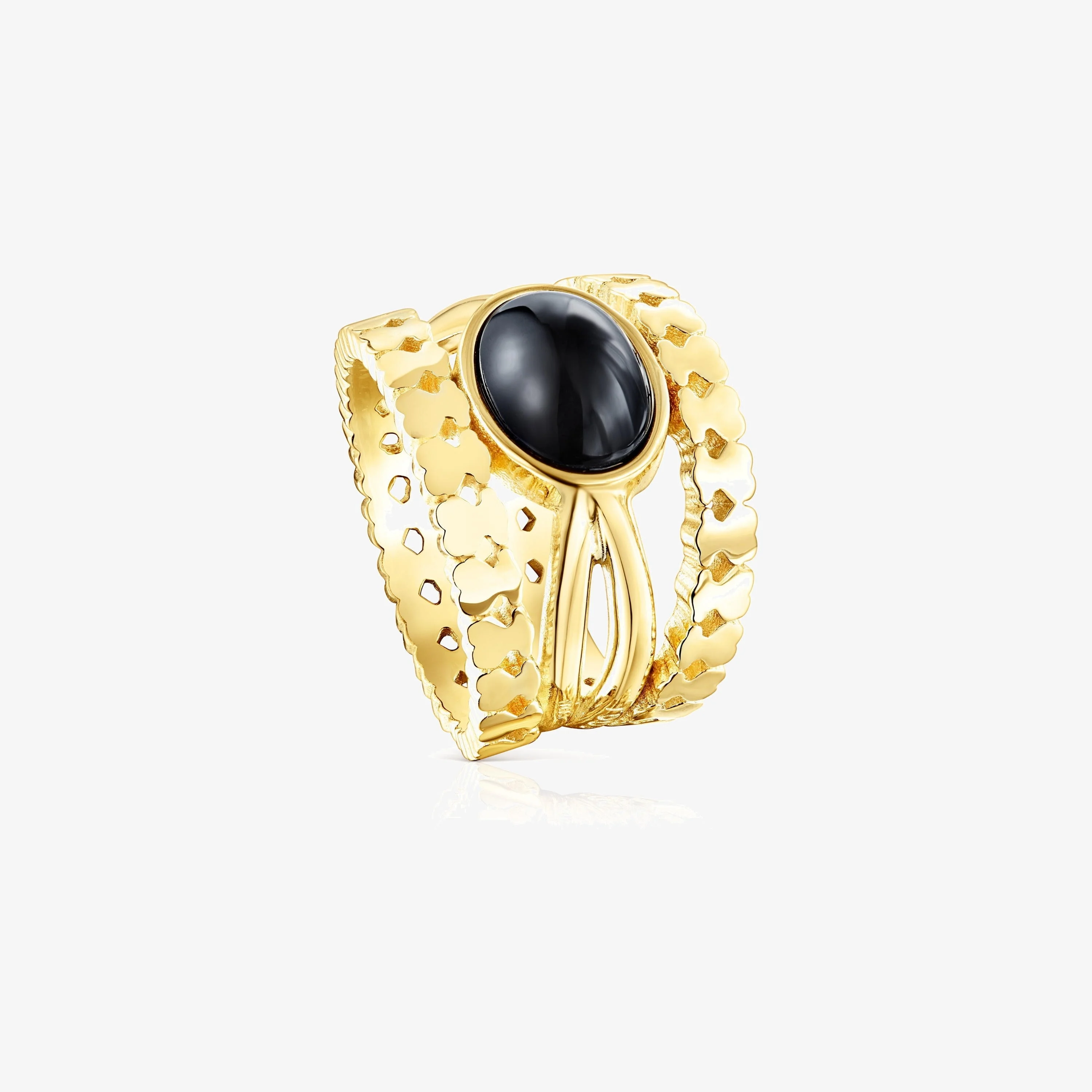 18K gold vermeil Straight Ring with Onyx - 1