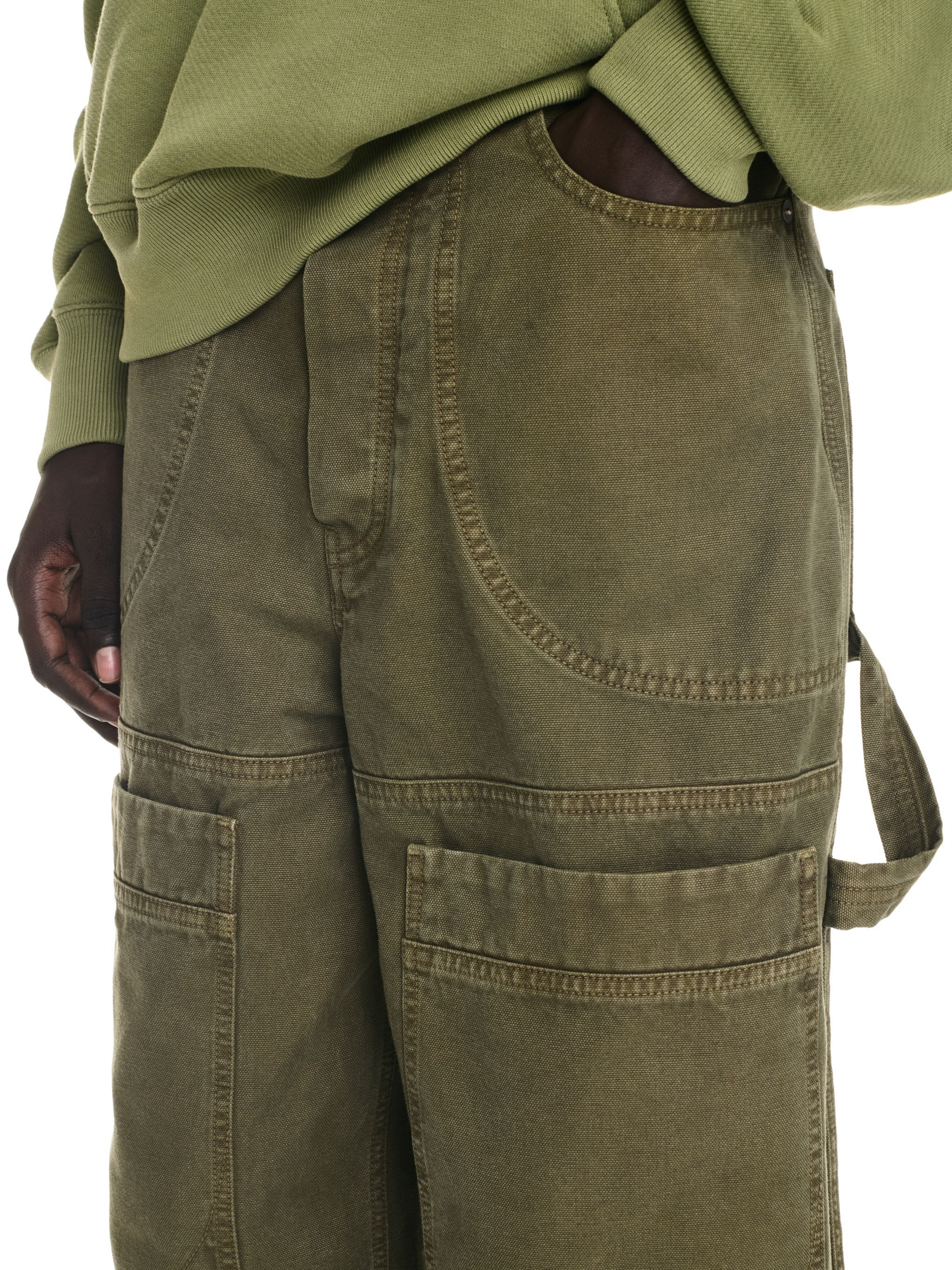 Military Green Canvas Carpenter Pants - 6