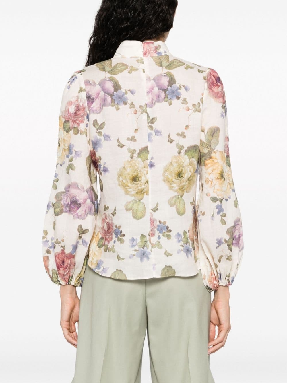 Luminosity floral-print puff-sleeve blouse - 4