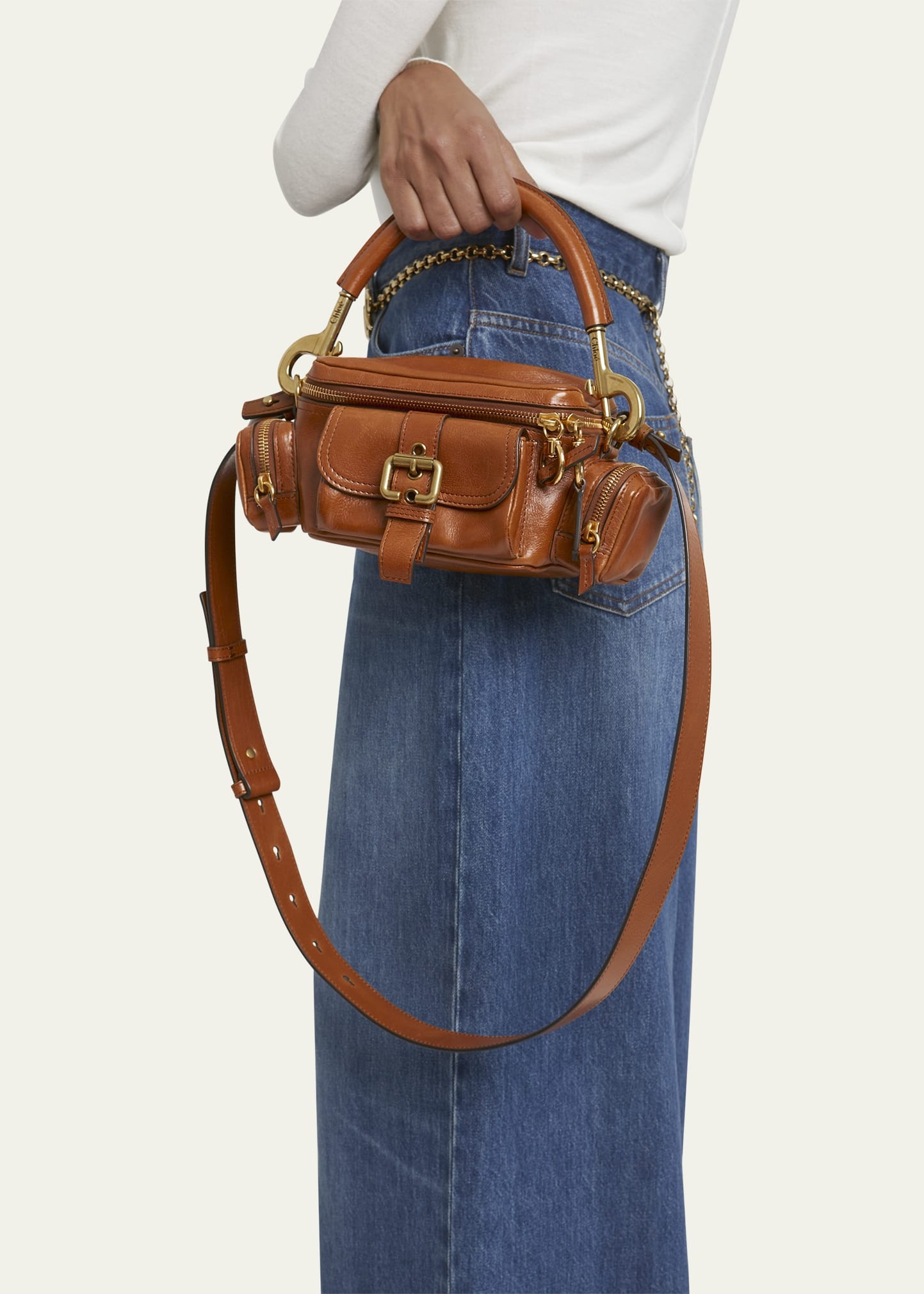 Camera Bag Small in Natural Shiny Calfskin - 2