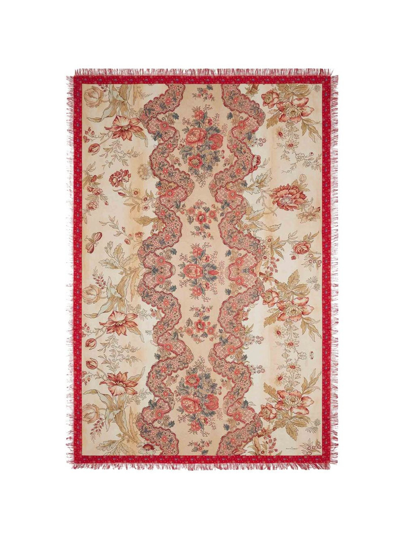 Aloeuw fringed floral silk scarf 1