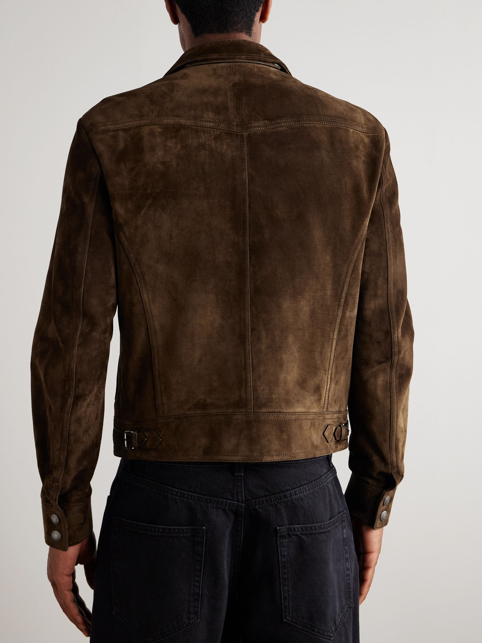 Slim-Fit Suede Jacket Brown - 4