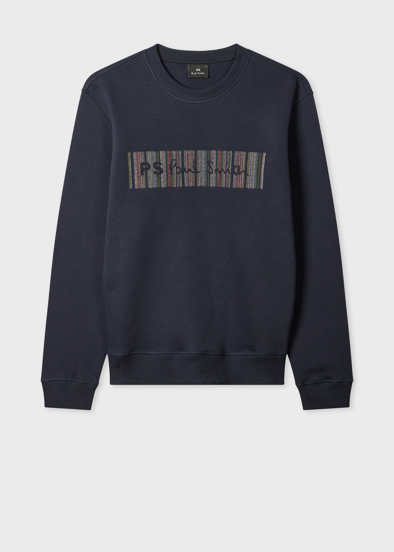 Navy 'Stitch Stripe' Logo Sweatshirt 1