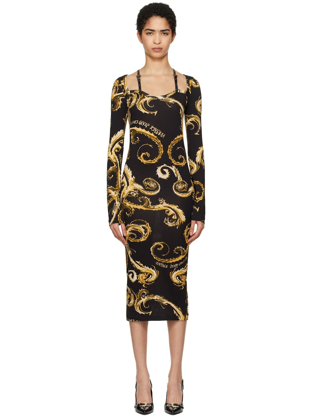 Black Chromo Couture Midi Dress - 1