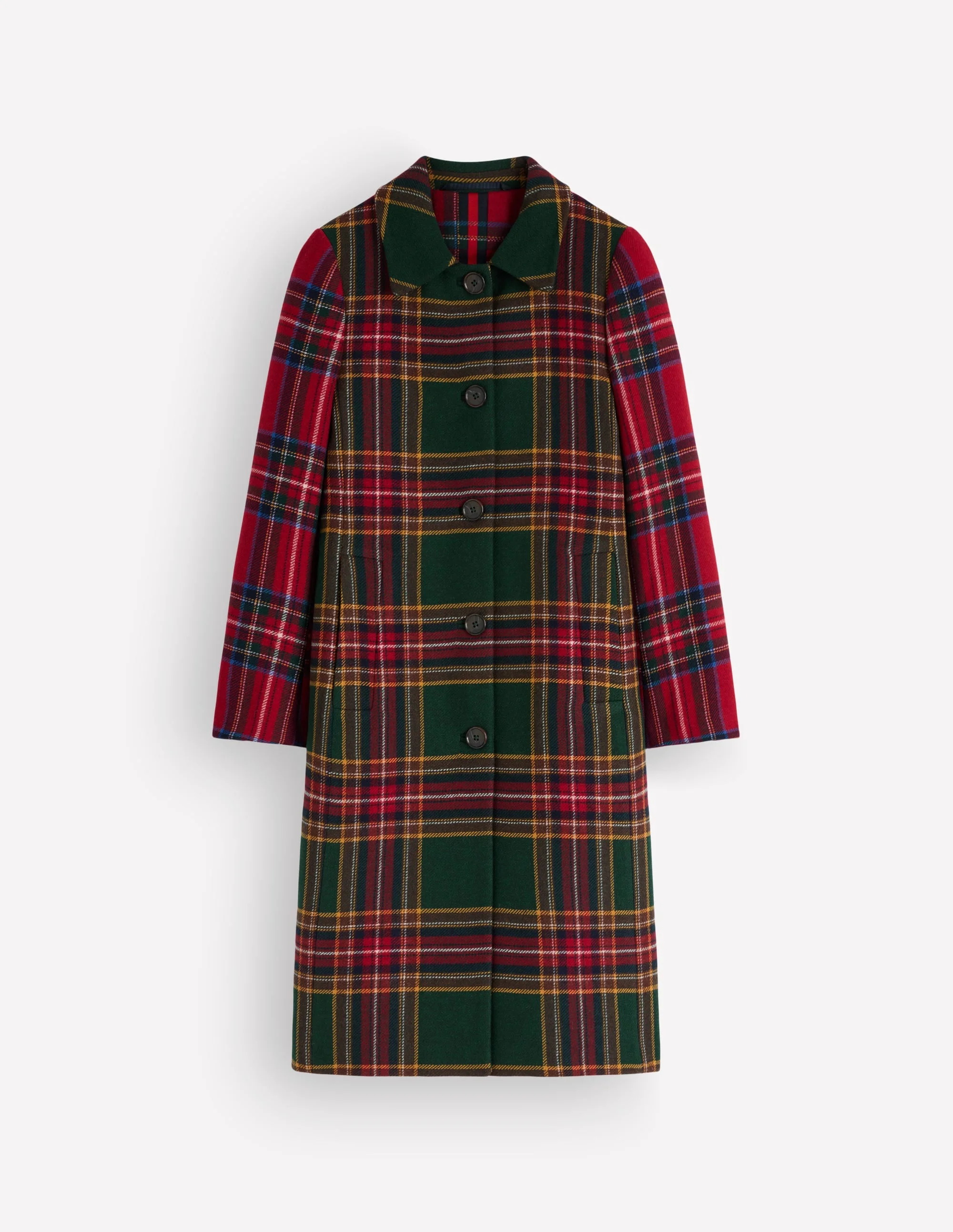Aylesford Longline Coat-Red and Green Hotch Check - 1