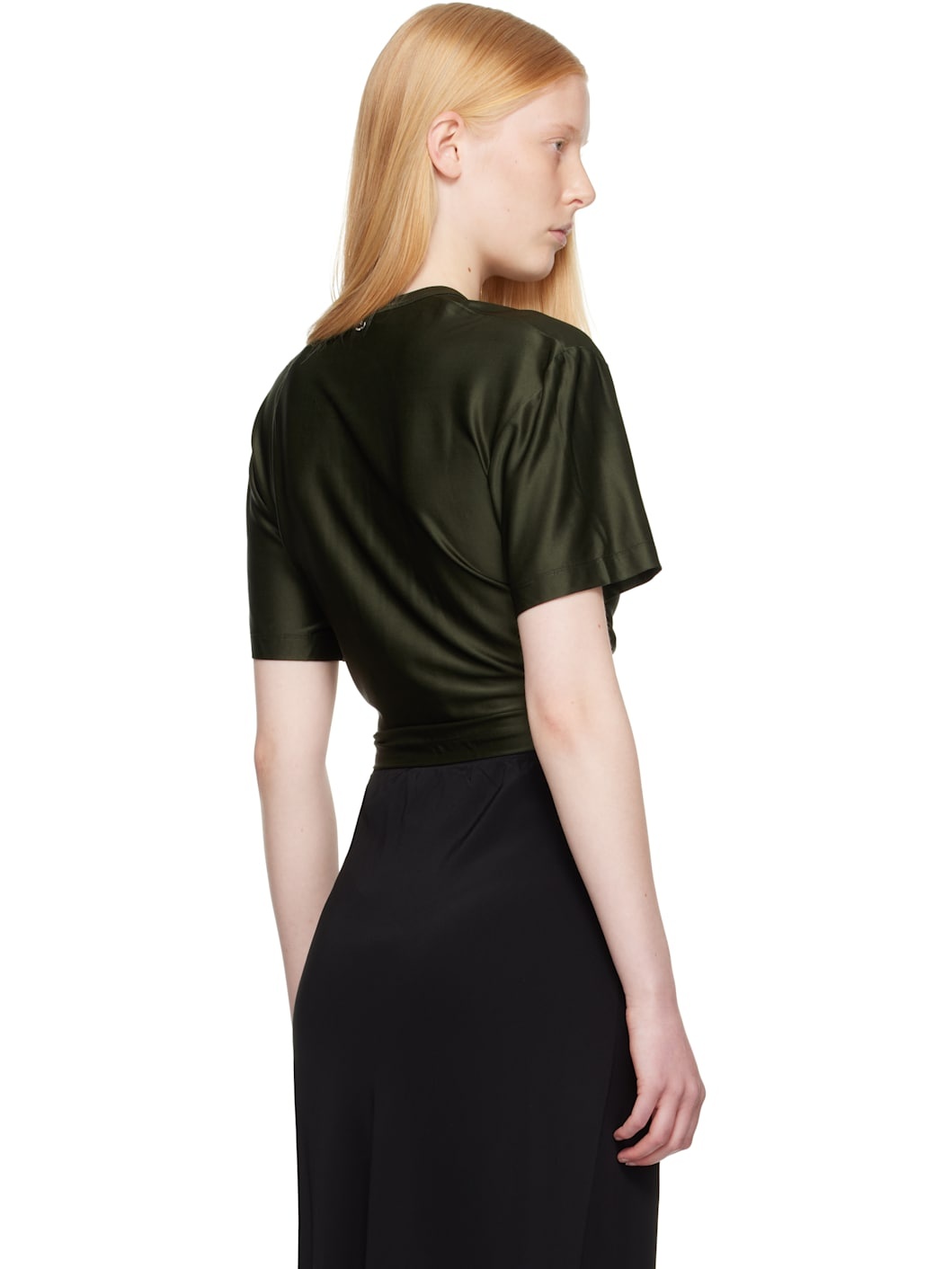Khaki Cropped Jersey T-shirt - 3