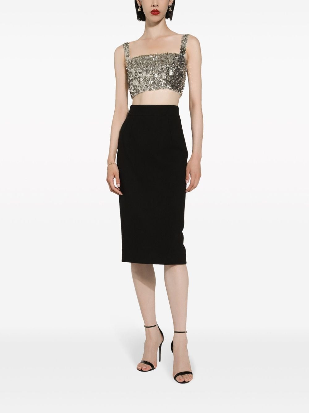 sequin-embellished cropped top - 3