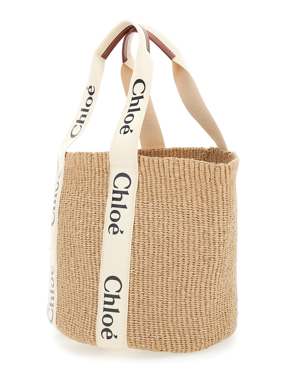 Chloé Women 'Woody' Beige Shoper With With Logoed Shoulder Strap In In Woven Natural Fibers Woman - 2