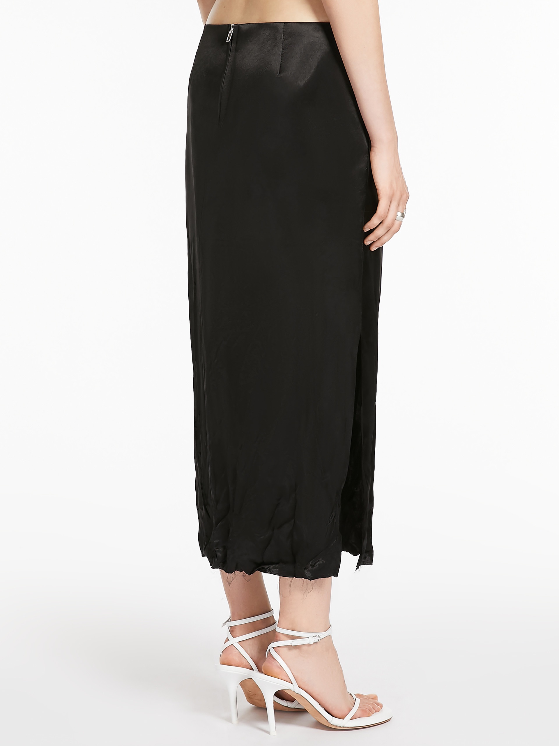 Sportmax VALETTE Crinkle-look calf-length skirt | REVERSIBLE