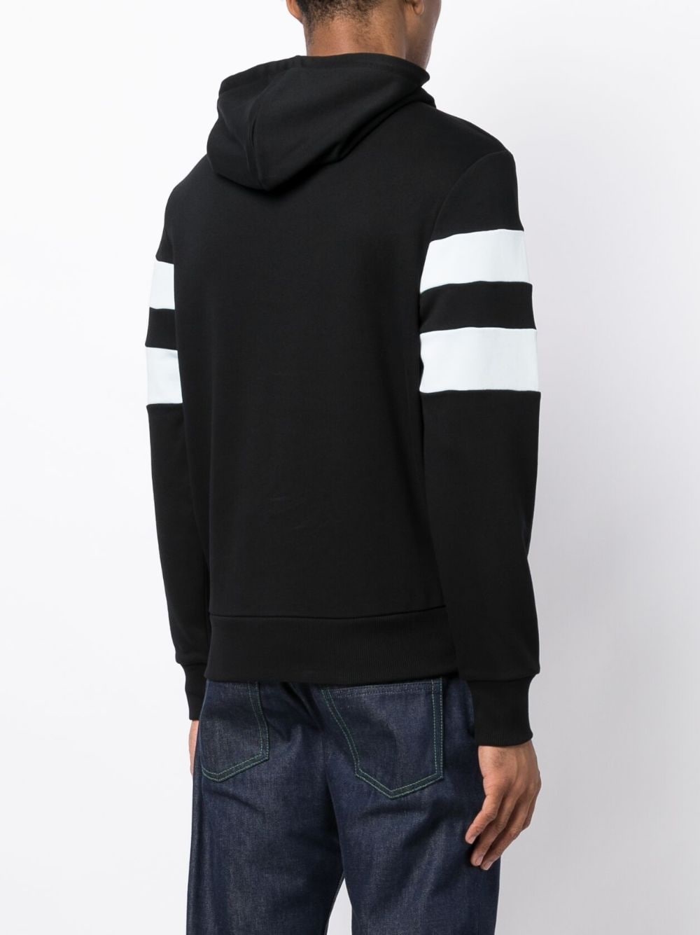 striped sleeve cotton hoodie - 4