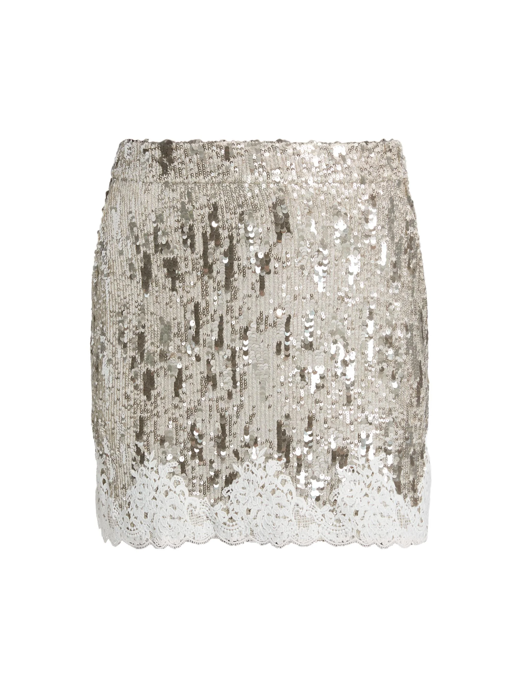 Women's Janet Lace Sequined Miniskirt - Silvery Champagne - 1