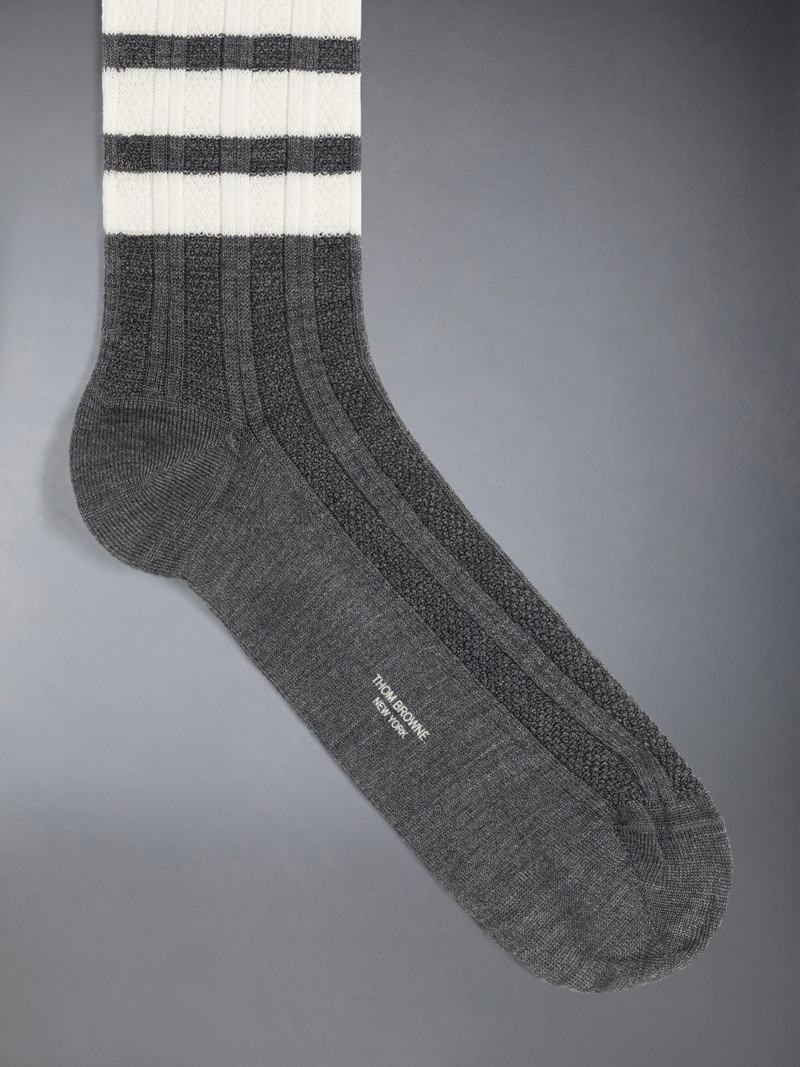 Thom Browne Washable Merino 4-Bar Mid Calf Socks outlook