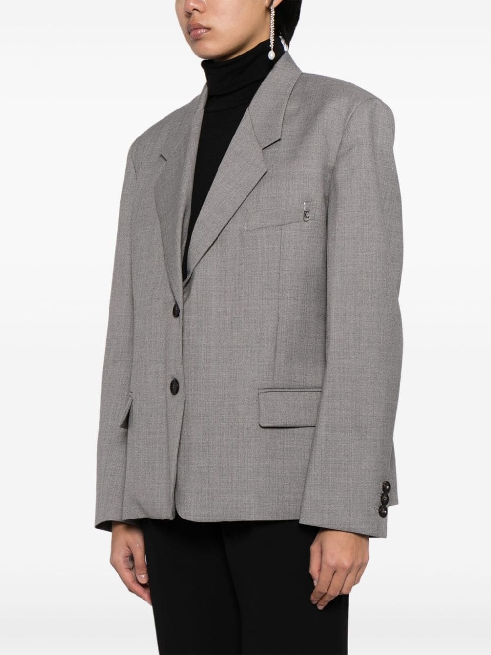 mÃ©lange-effect single-breasted blazer - 5