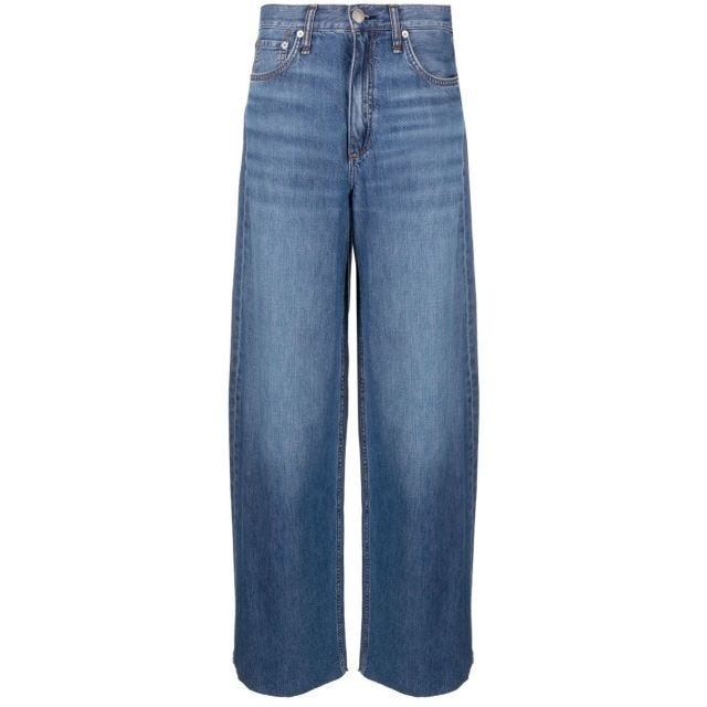 Washed-denim wide-leg jeans - 1