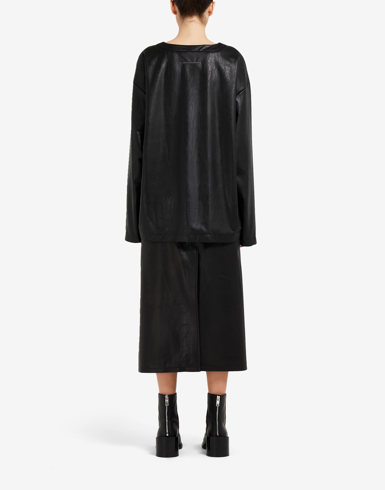 Oversized faux leather sweatshirt - 4